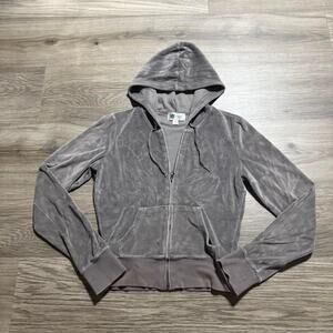 Y2k Anchor Blue Womens Small Velvet Zip Up Small